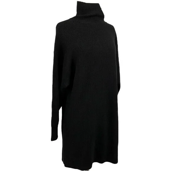 NWT Babaton S Maclean Sweater Dress Black 100% Merino Knit Turtleneck Pullover - Picture 6 of 10